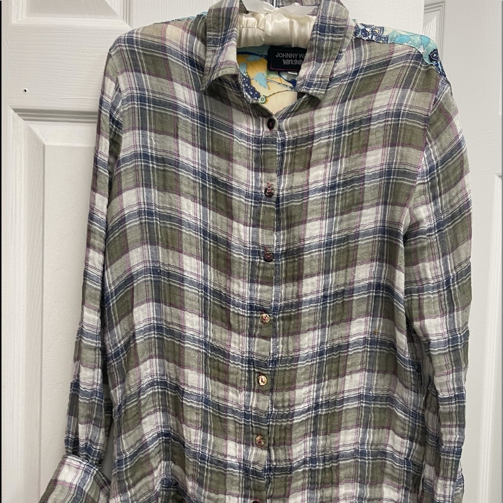 JOHNNY WAS LONG TUNIC PLAID FRONT PICTURE BACK